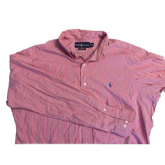 RALPH LAUREN BLACK LABEL STRIPED BUTTON-UP MEN'S SIZE 16/L LONG SLEEVE‎ - Picture 1 of 4